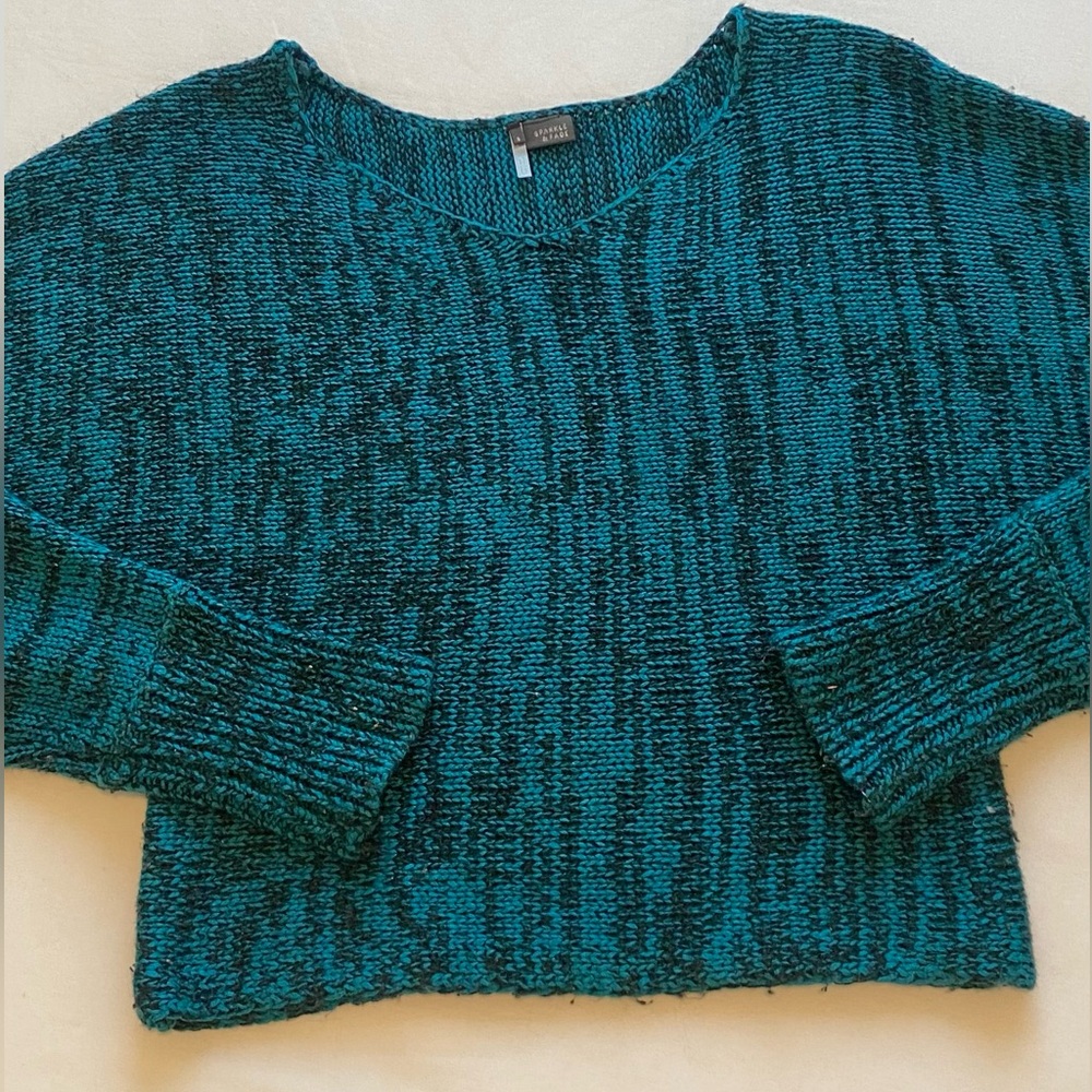 Sparkle & Fade Teal Crew Neck Sweater